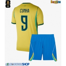 Maglie da calcio Brasile Matheus Cunha #9 Prima Maglia Bambino Mondiali 2026  Manica Corta (+ Pantaloni corti)